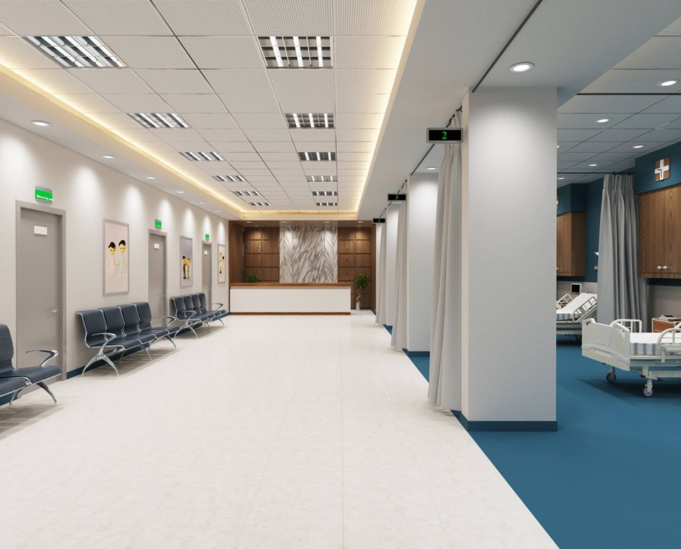 落ち着いた雰囲気の病院の待合室